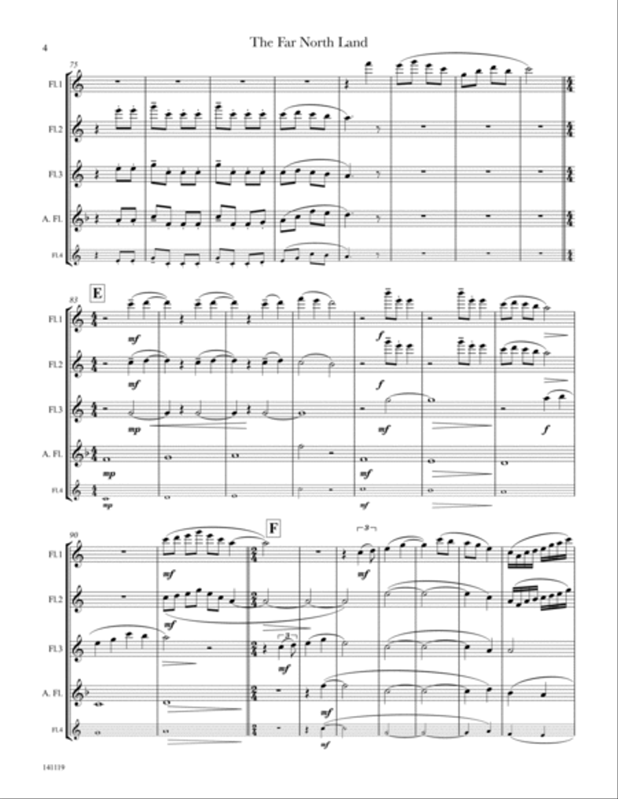 The Far North Land: Passages for Flute Quartet Flute Quartet scores gallery preview page 5
