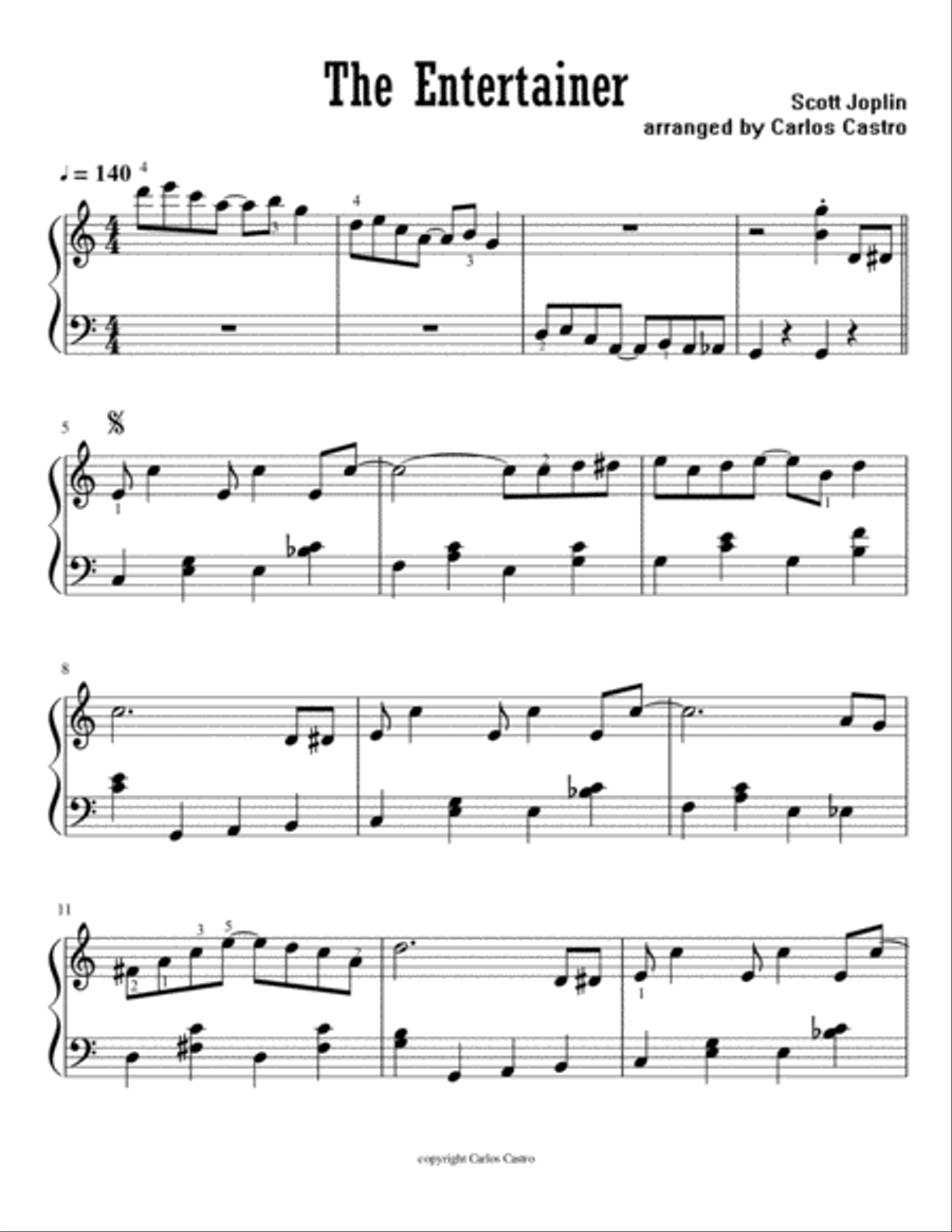 The Entertainer easy piano Easy Piano scores gallery preview page 1