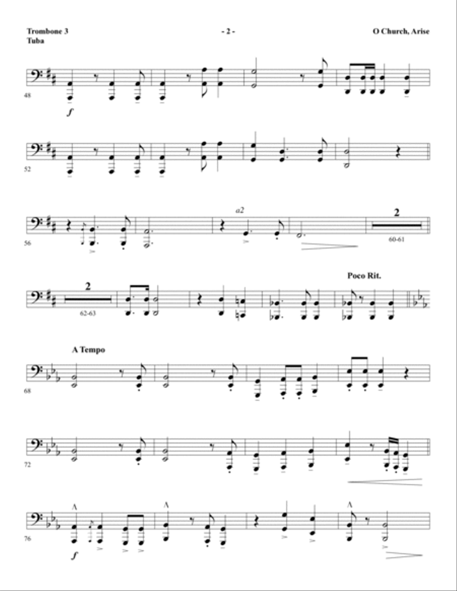 O Church, Arise (Arise, Shine) - Trombone 3/Tuba Choir scores gallery preview page 2