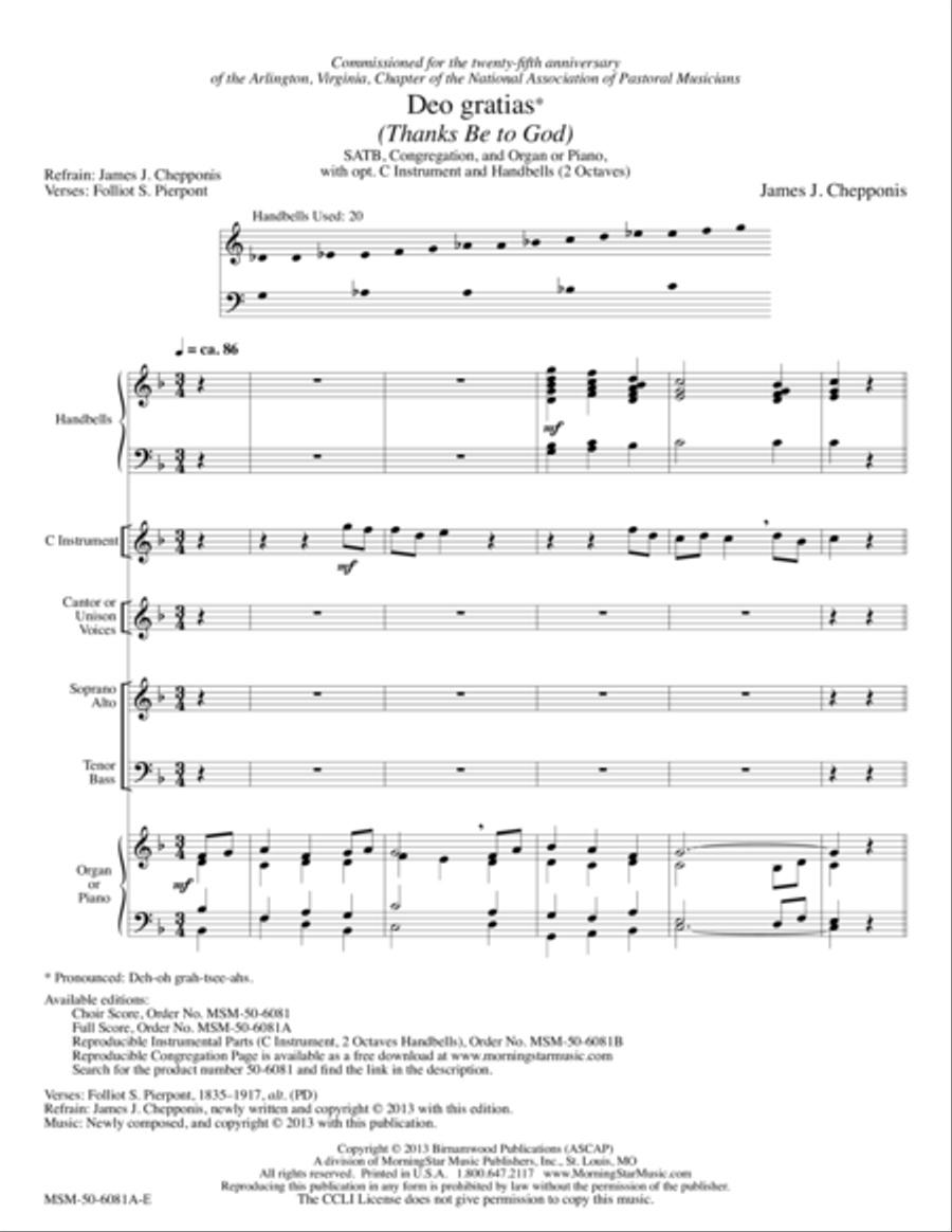 Deo gratias (Thanks Be to God) Choir scores gallery preview page 1