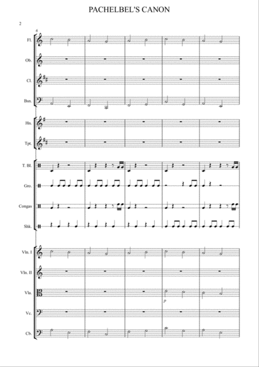 Pachelbel's Cannon - for Youth Orchestra - score plus all parts included Full Orchestra scores gallery preview page 2