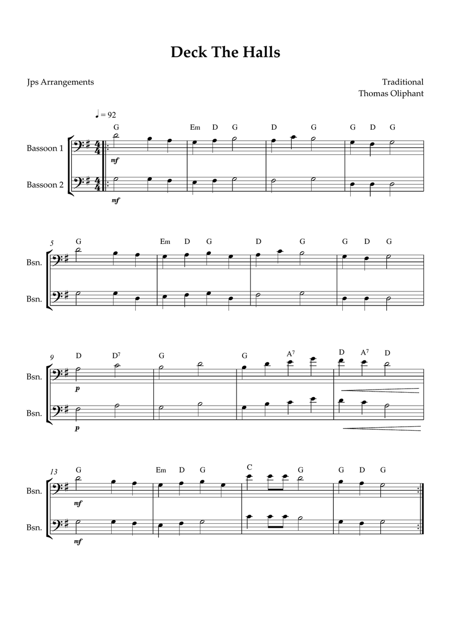 6 Easy Christmas Duets for Bassoon Woodwind Duet scores gallery preview page 4