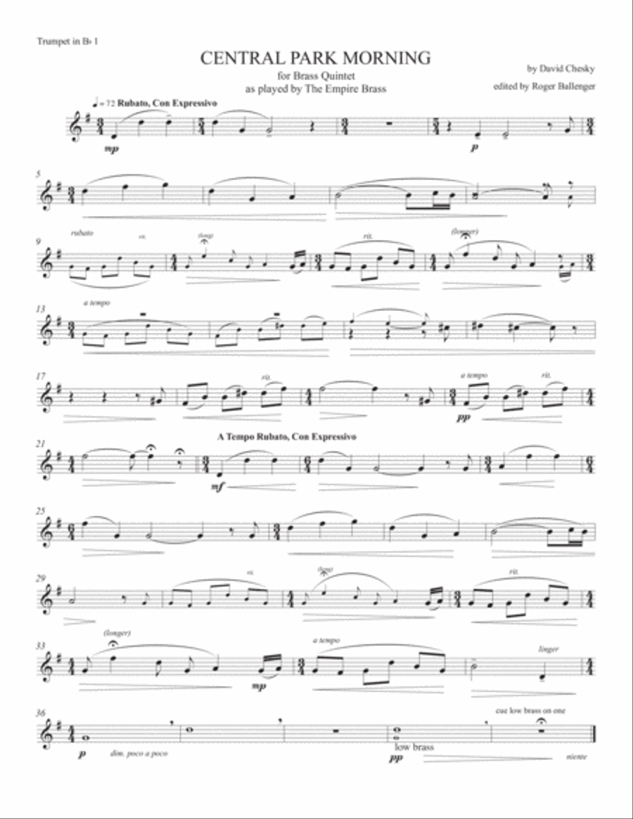 Central Park Morning ( for Brass Quintet ) Brass Quintet scores gallery preview page 5