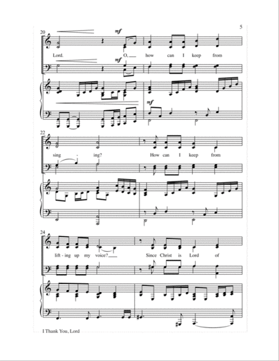 I Thank You, Lord 4-Part scores gallery preview page 6