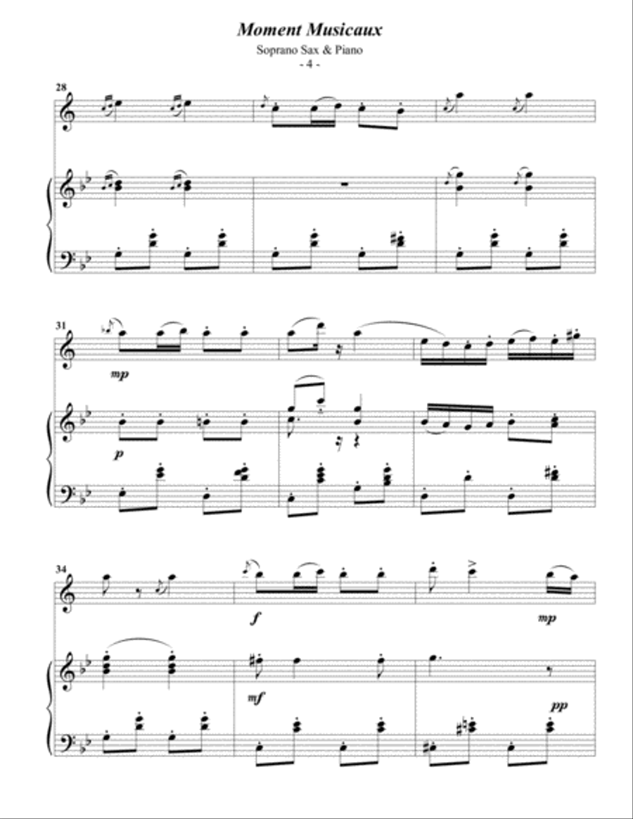 Schubert: Moment Musicaux for Soprano Sax & Piano Soprano Saxophone scores gallery preview page 4