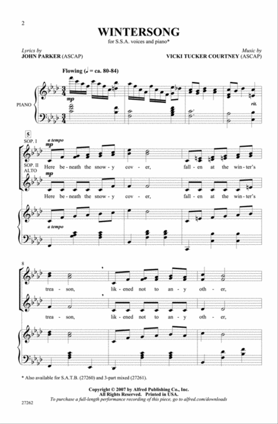 WinterSong SSA scores gallery preview page 1