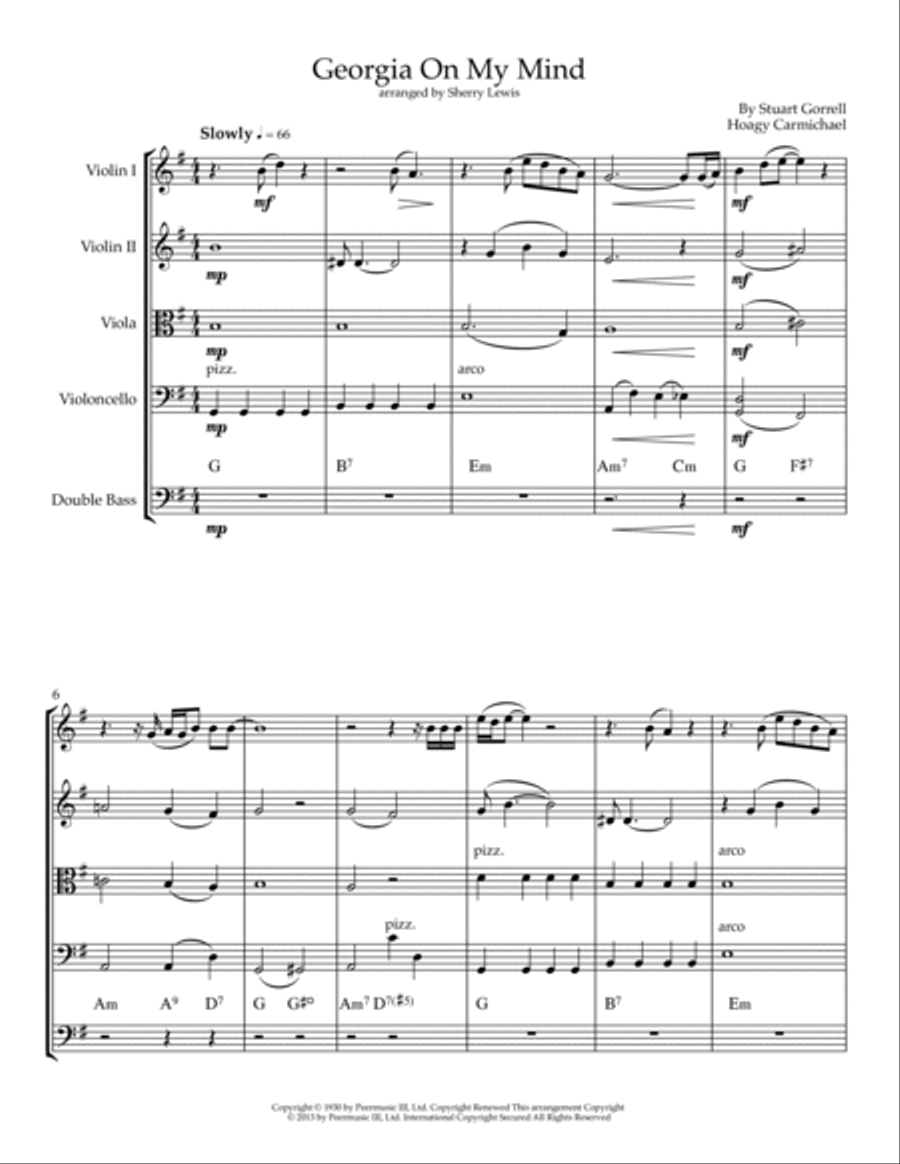Georgia On My Mind String Quintet scores gallery preview page 4