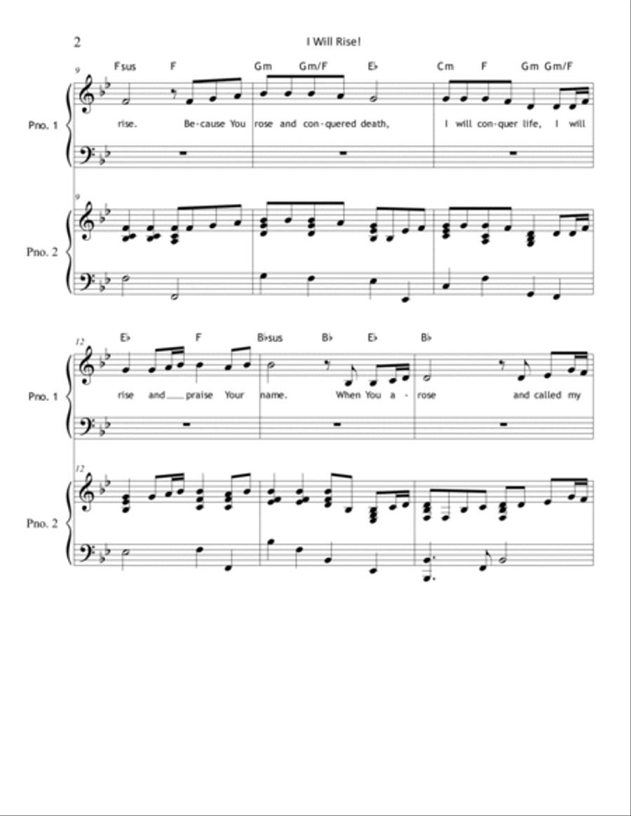 I Will Rise (Vocal Solo) Unison Choir scores gallery preview page 2