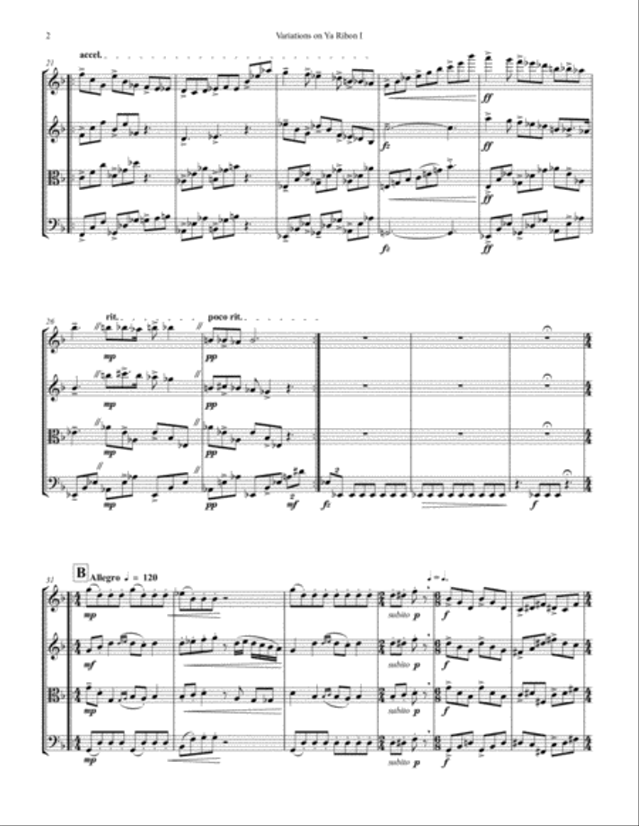 Variations On Ya Ribon String Quartet scores gallery preview page 2