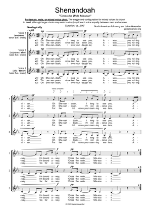 Book cover for Shenandoah - SSA/TBB/SAT a cappella