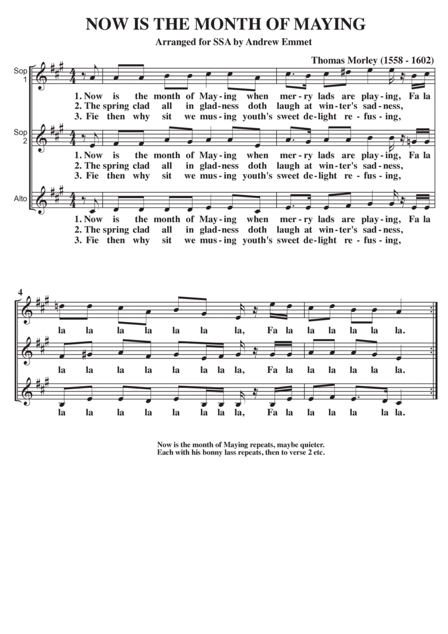 Now Is The Month Of Maying A Cappella SSA SSA scores gallery preview page 1