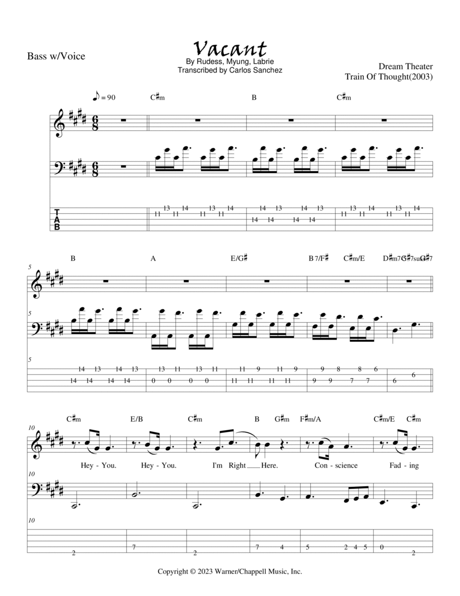 Vacant Bass Guitar scores gallery preview page 1
