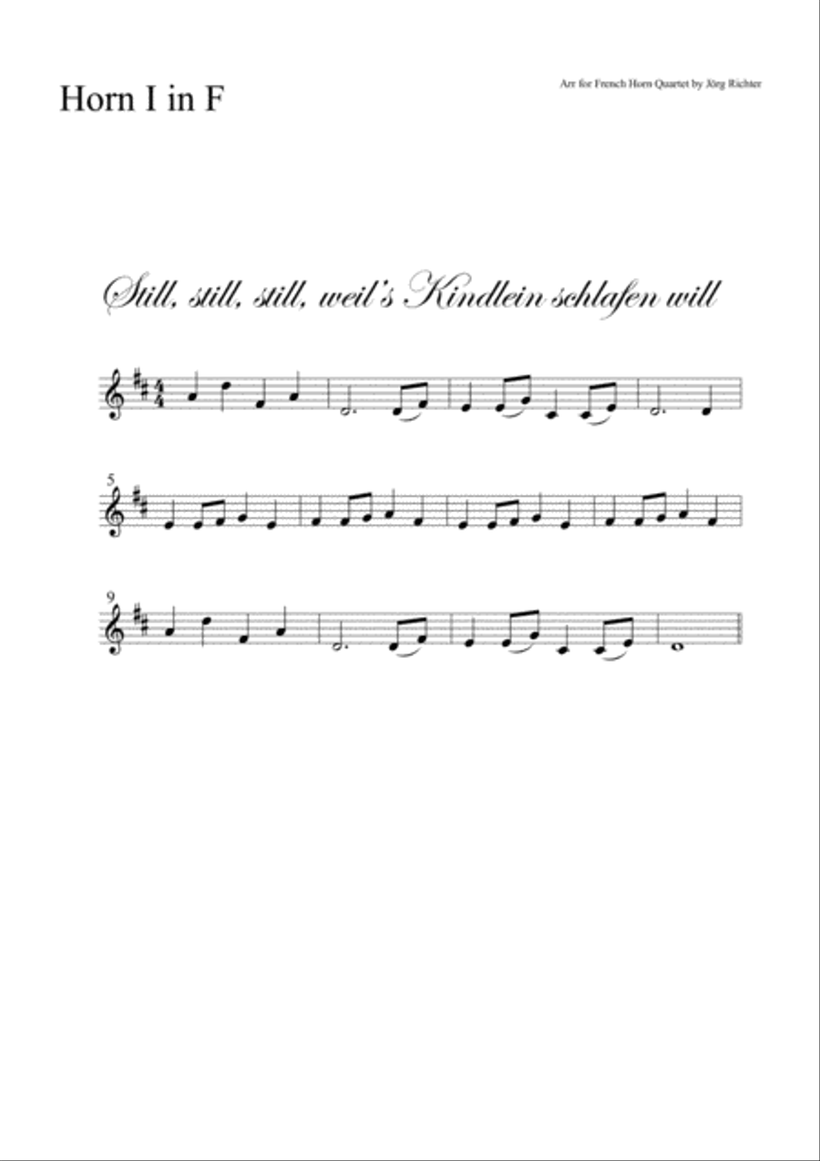 Still, still, still (Still, still, still, weil’s Kindlein schlafen will) for French Horn Quartet Brass Quartet scores gallery preview page 3