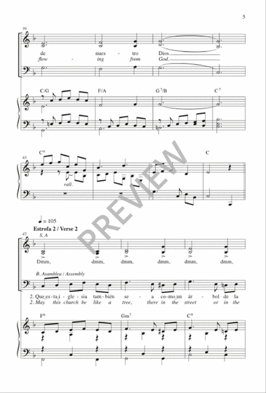 Que Esta Iglesia Sea Un Árbol / May This Church Be Like a Tree 3-Part scores gallery preview page 6