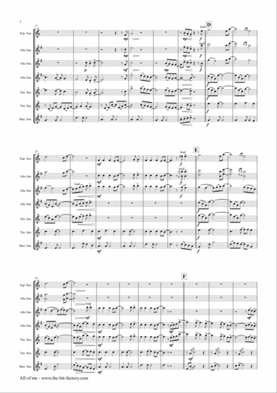 All Of Me Saxophone Quintet scores gallery preview page 2