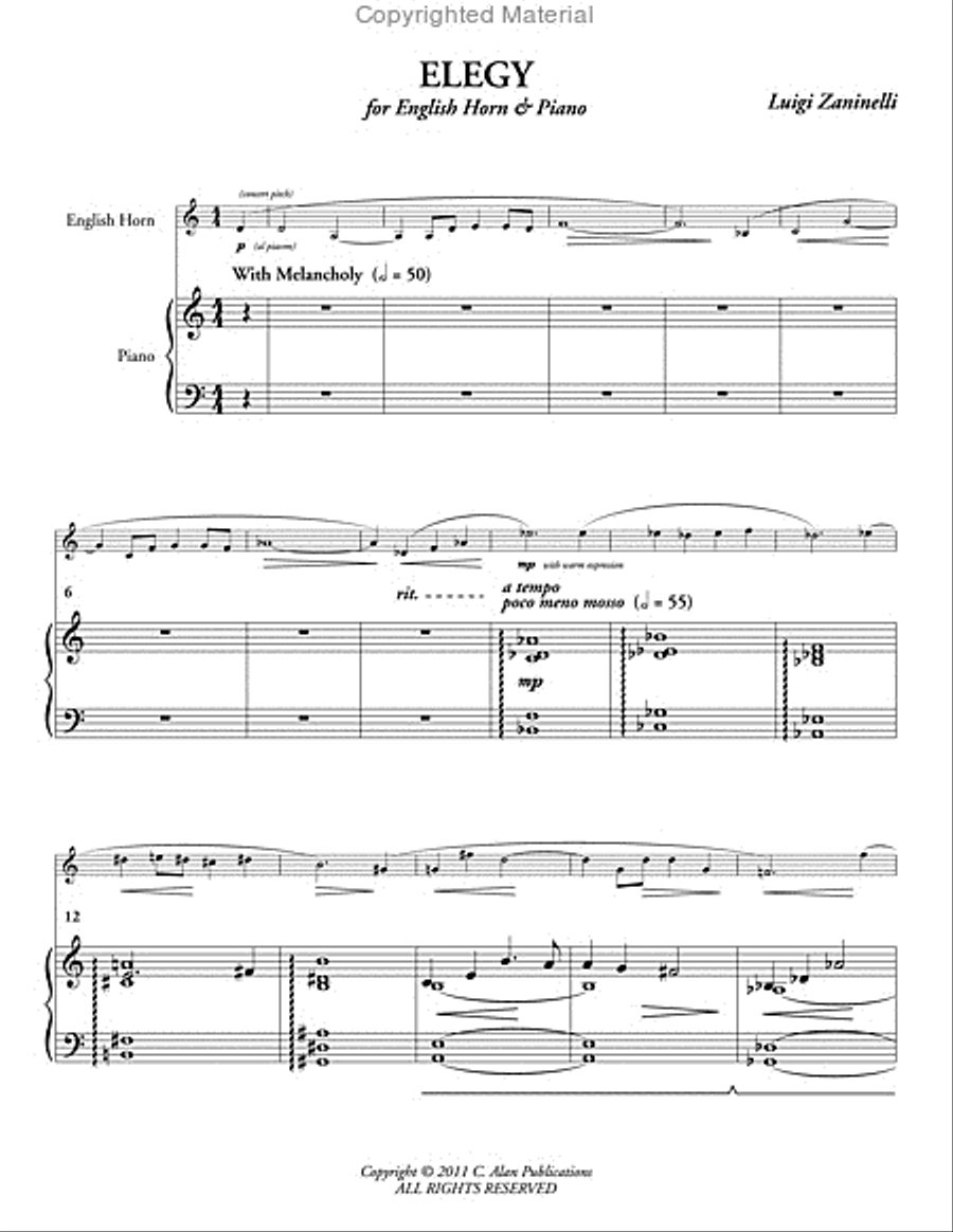Elegy for English Horn & Piano English Horn scores gallery preview page 2