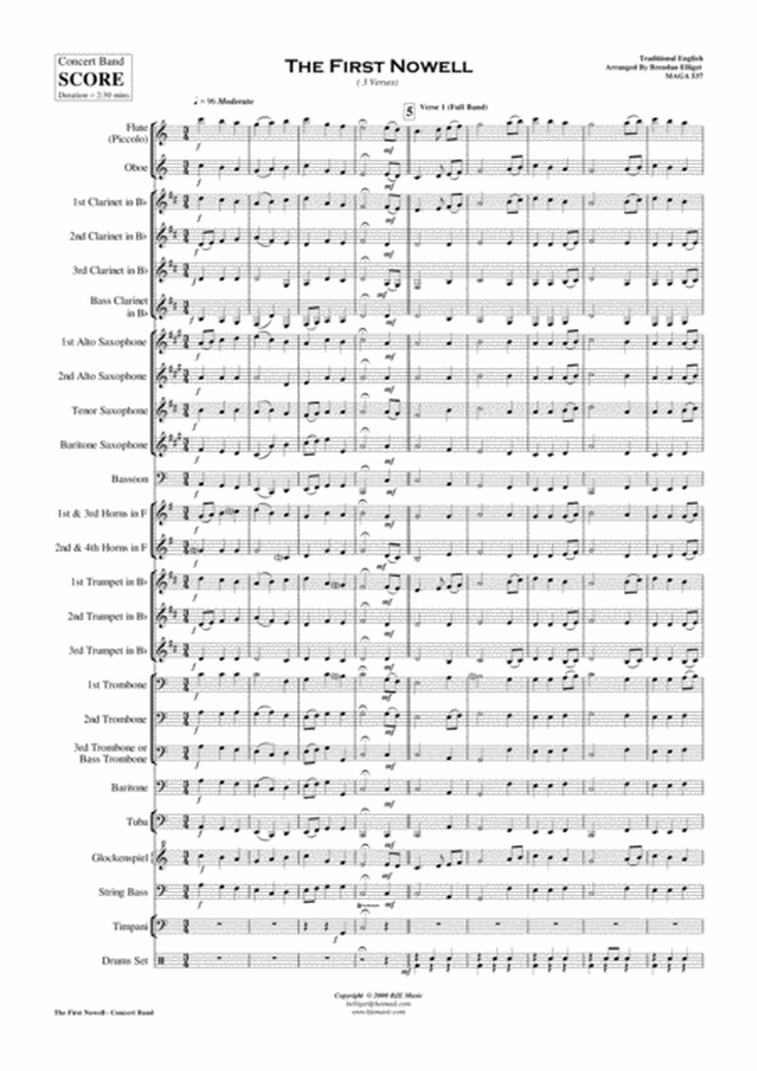 The First Nowell (Noel) - Concert Band Score and Parts image number null