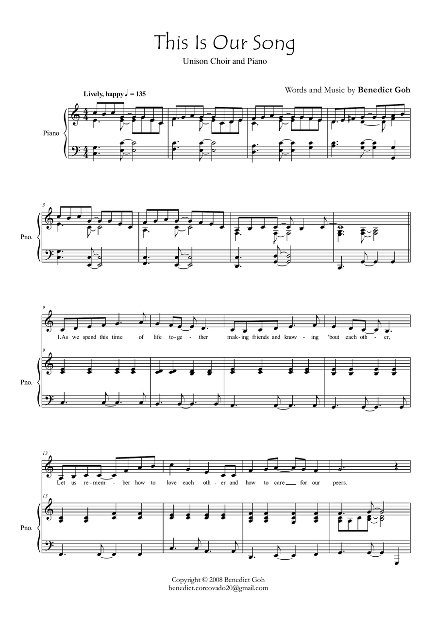 This is Our Song (C Major) Choir scores gallery preview page 1