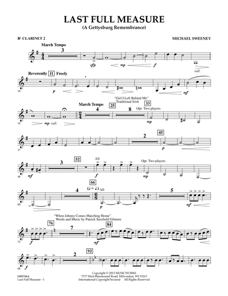 Last Full Measure (A Gettysburg Remembrance) - Bb Clarinet 2