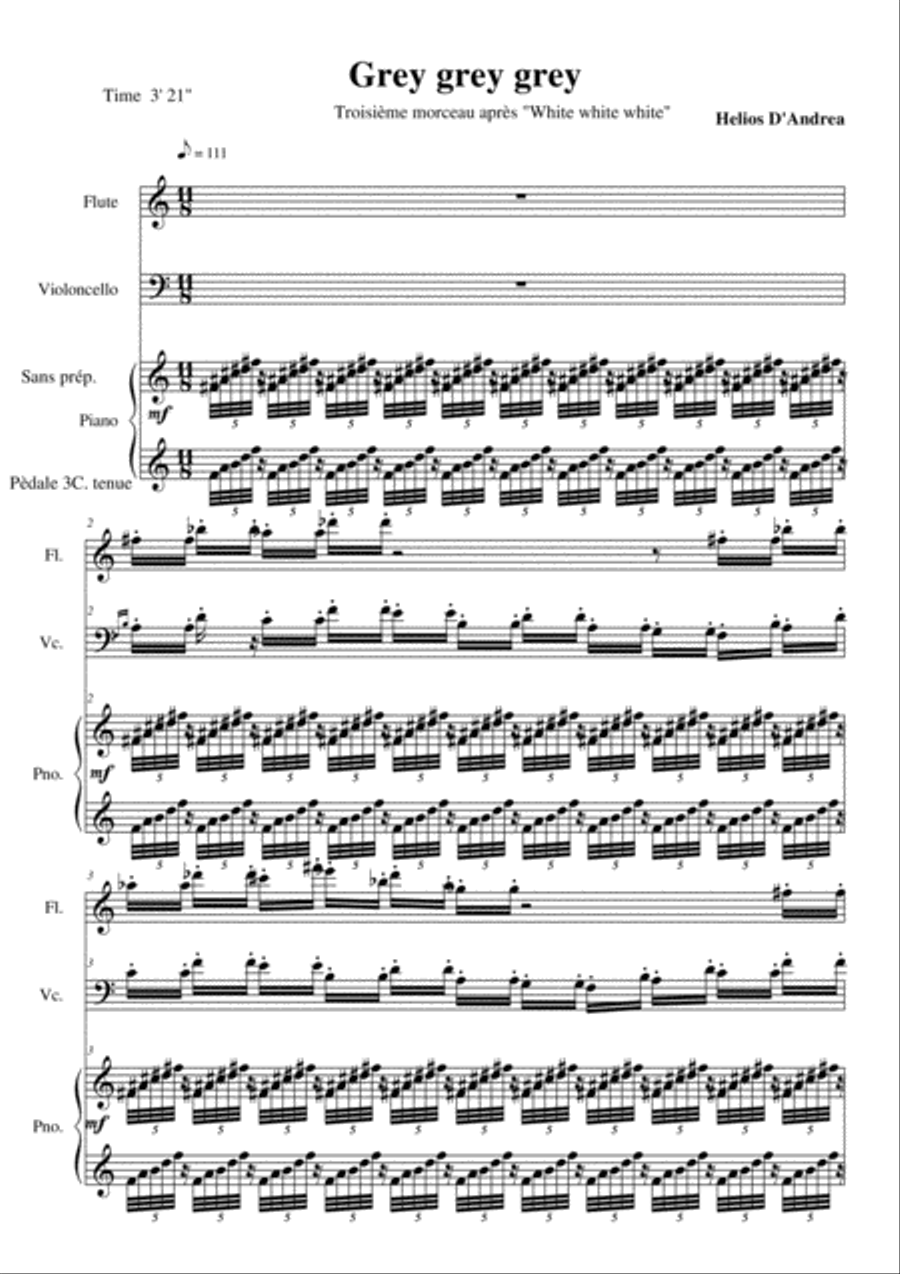 Grey Grey Grey for flute cello and piano from Suite Black White and Grey Flute scores gallery preview page 1