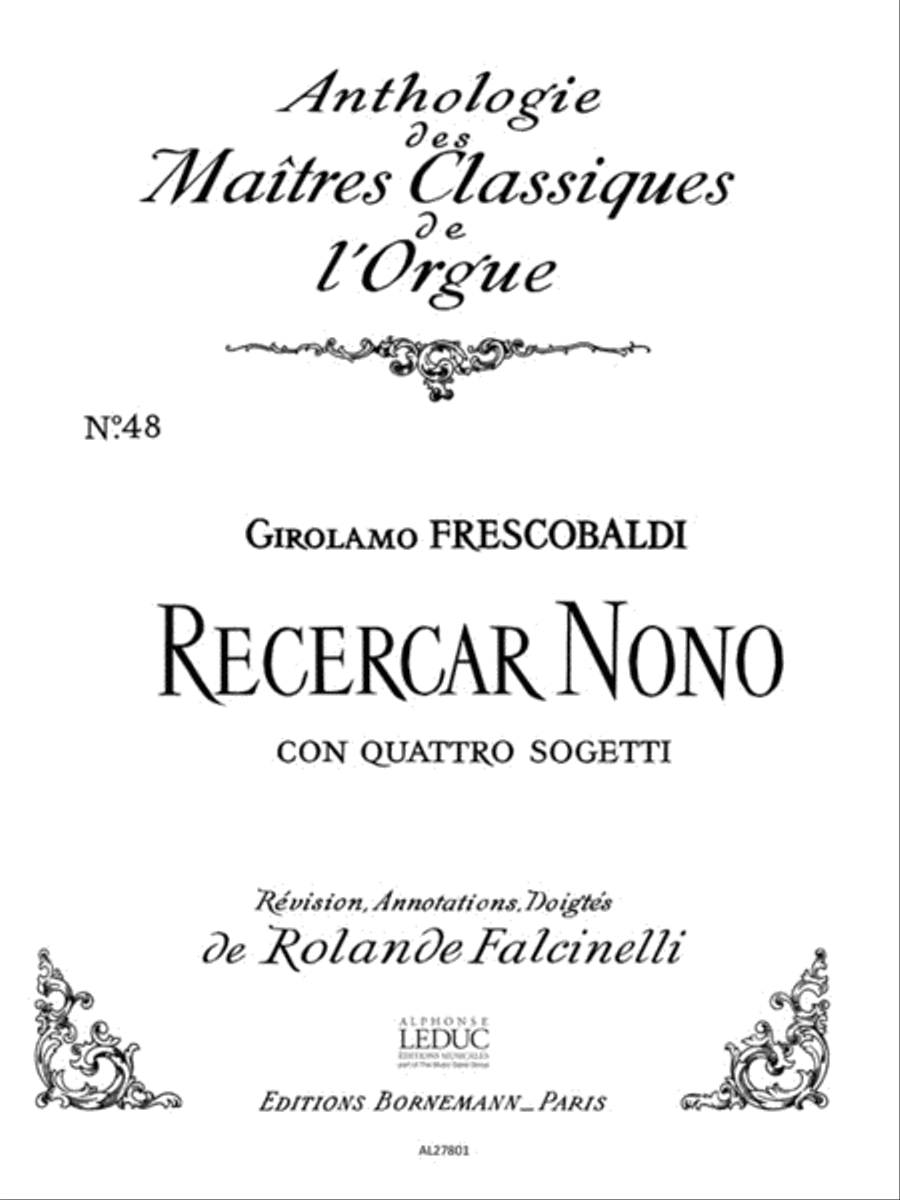 Recercar Nono Con Quatro Sogetti (maitres Classiques 48) (organ) Organ scores gallery preview page 1