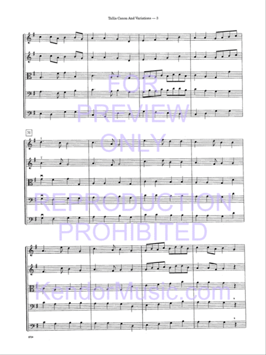 Tallis Canon And Variations (Full Score) String Orchestra scores gallery preview page 5