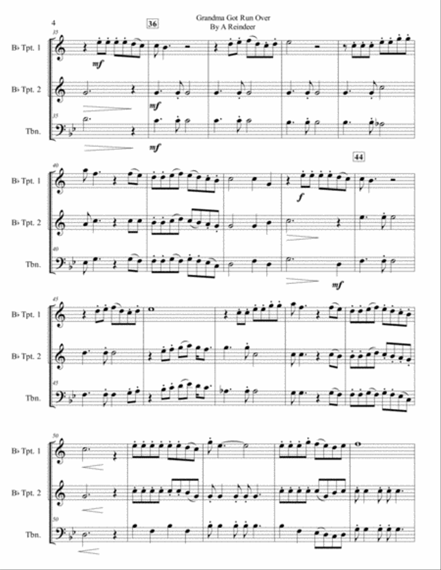 Grandma Got Run Over By A Reindeer Brass Ensemble scores gallery preview page 4