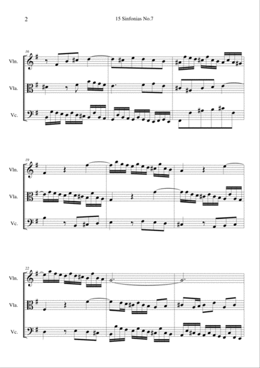 Sinfonias No.7 BWV 793 String Trio scores gallery preview page 2
