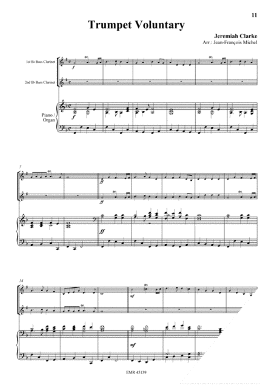 Halleluja (Handel) / Ave Maria (Bach-Gounod) / Trumpet Voluntary (Clarke) Bass Clarinet scores gallery preview page 5