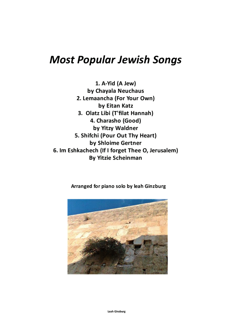 The Most Popular Jewish Songs Piano Solo scores gallery preview page 1