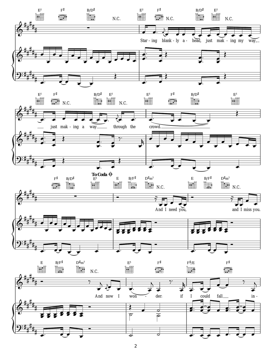 A Thousand Miles Piano, Vocal scores gallery preview page 2