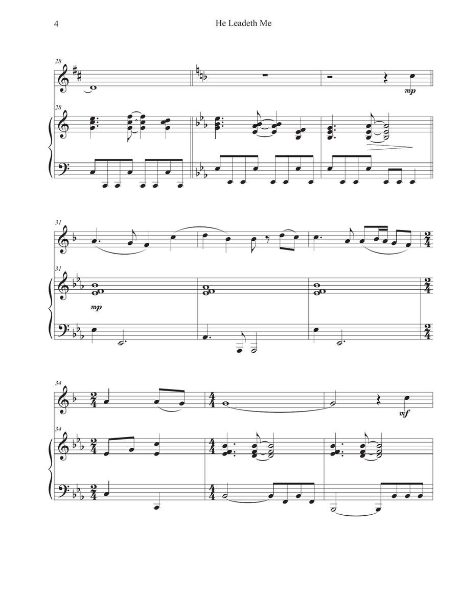 He Leadeth Me (Trumpet-Piano) Trumpet Solo scores gallery preview page 4
