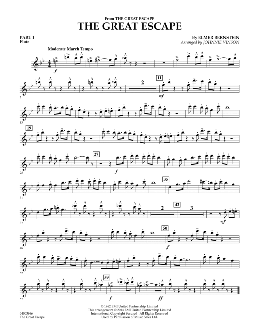 The Great Escape (March) - Pt.1 - Flute Concert Band scores gallery preview page 1