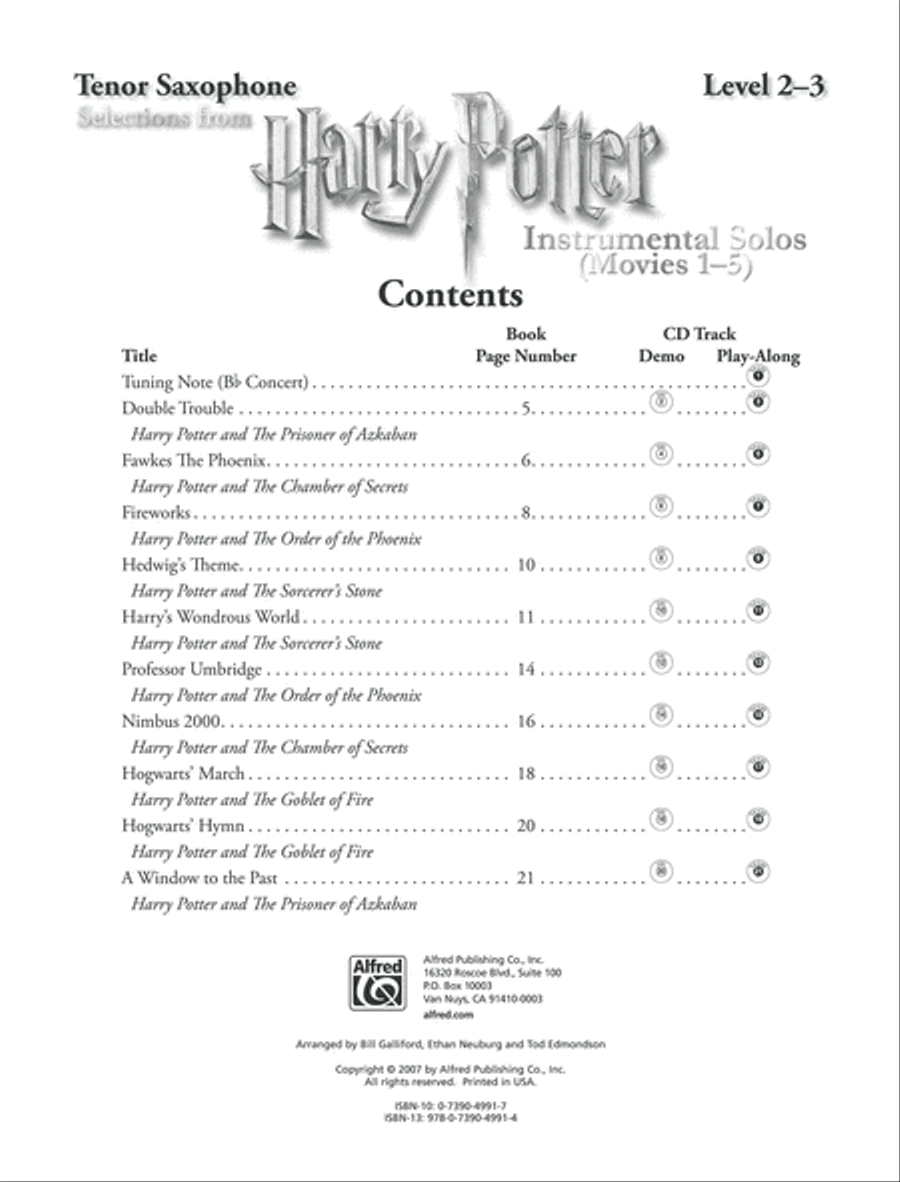 Harry Potter, Instrumental Solos (Movies 1-5) - Tenor Saxophone Tenor Saxophone scores gallery preview page 2