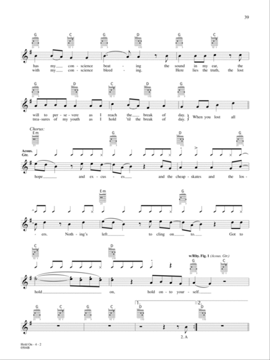 Hold On Guitar Tablature scores gallery preview page 2