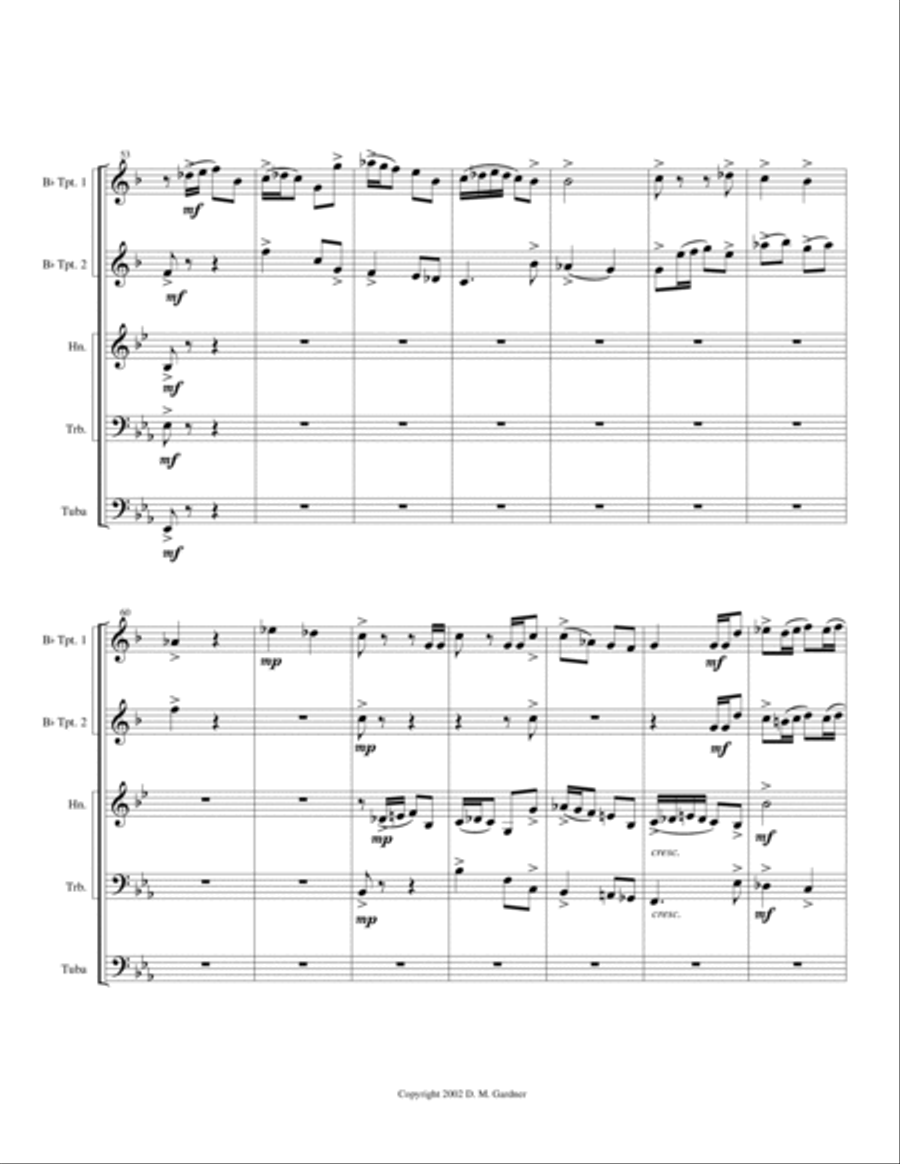 Fanfare con Spirito for Brass Quintet (2 Bb Trpts, Horn in F, Trombone & Tuba) Brass Quintet scores gallery preview page 6