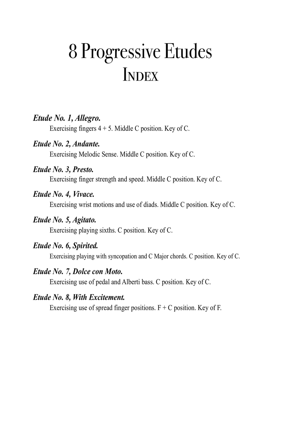 8 Etudes for the Beginner Pianist Piano Method scores gallery preview page 3