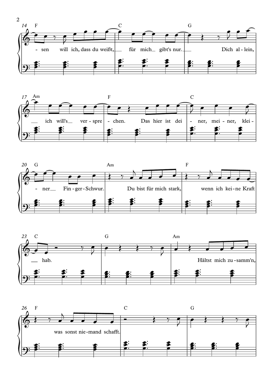 Kleiner Finger Schwur Easy Piano scores gallery preview page 2