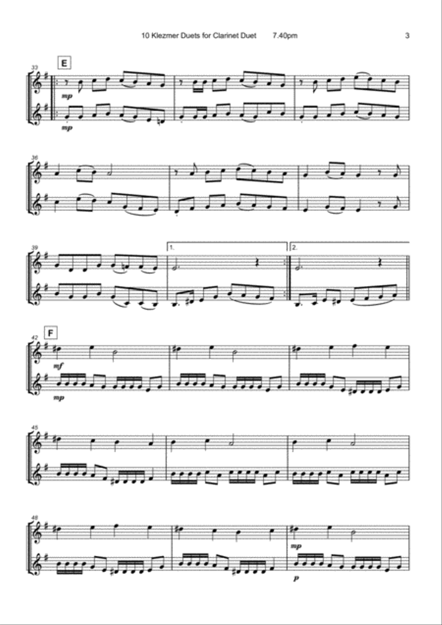 10 Klezmer Duets for Clarinet Clarinet Duet scores gallery preview page 5