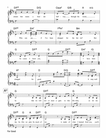 For Good - Piano/Vocal Score