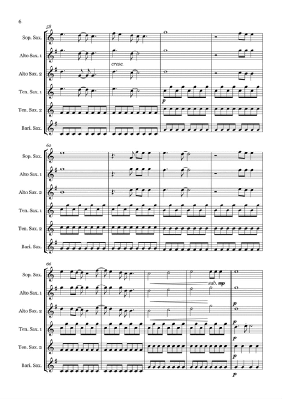 Chasing Cars Woodwind Ensemble scores gallery preview page 6