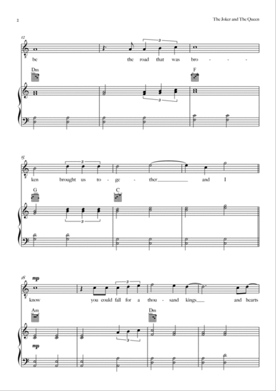 The Joker And The Queen (feat. Taylor Swift) Piano, Vocal, Guitar scores gallery preview page 2