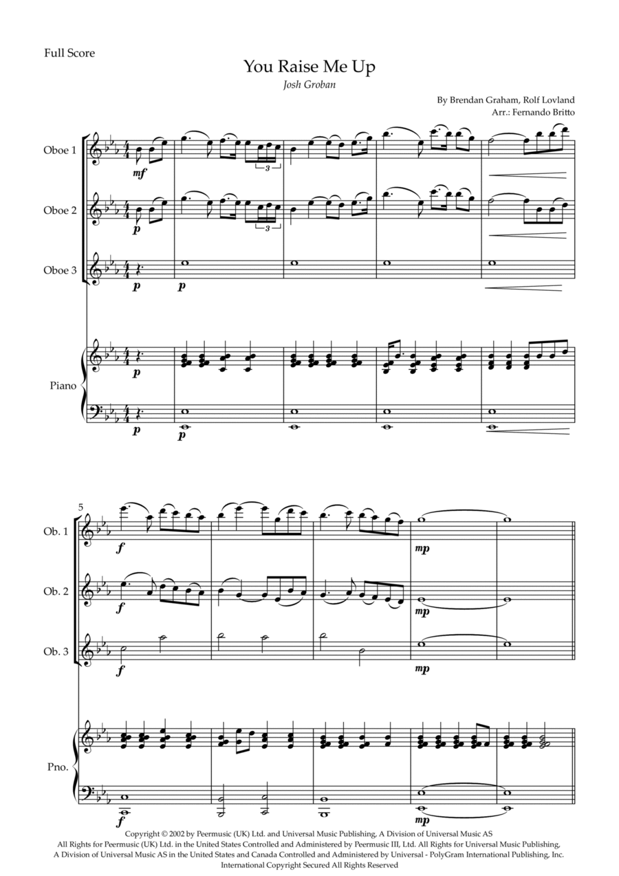 You Raise Me Up Small Ensemble scores gallery preview page 1