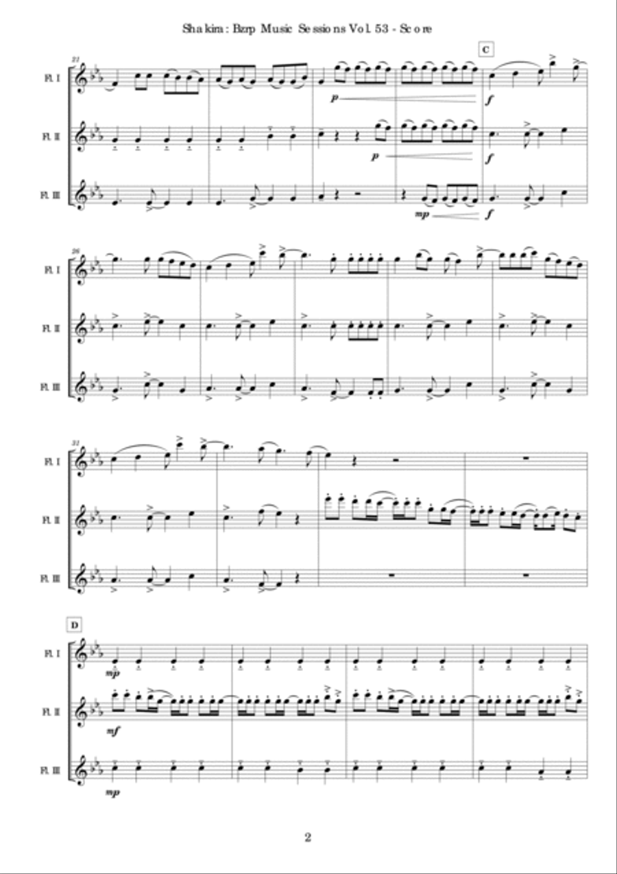 Shakira: Bzrp Music Sessions Vol. 53 Woodwind Trio scores gallery preview page 3