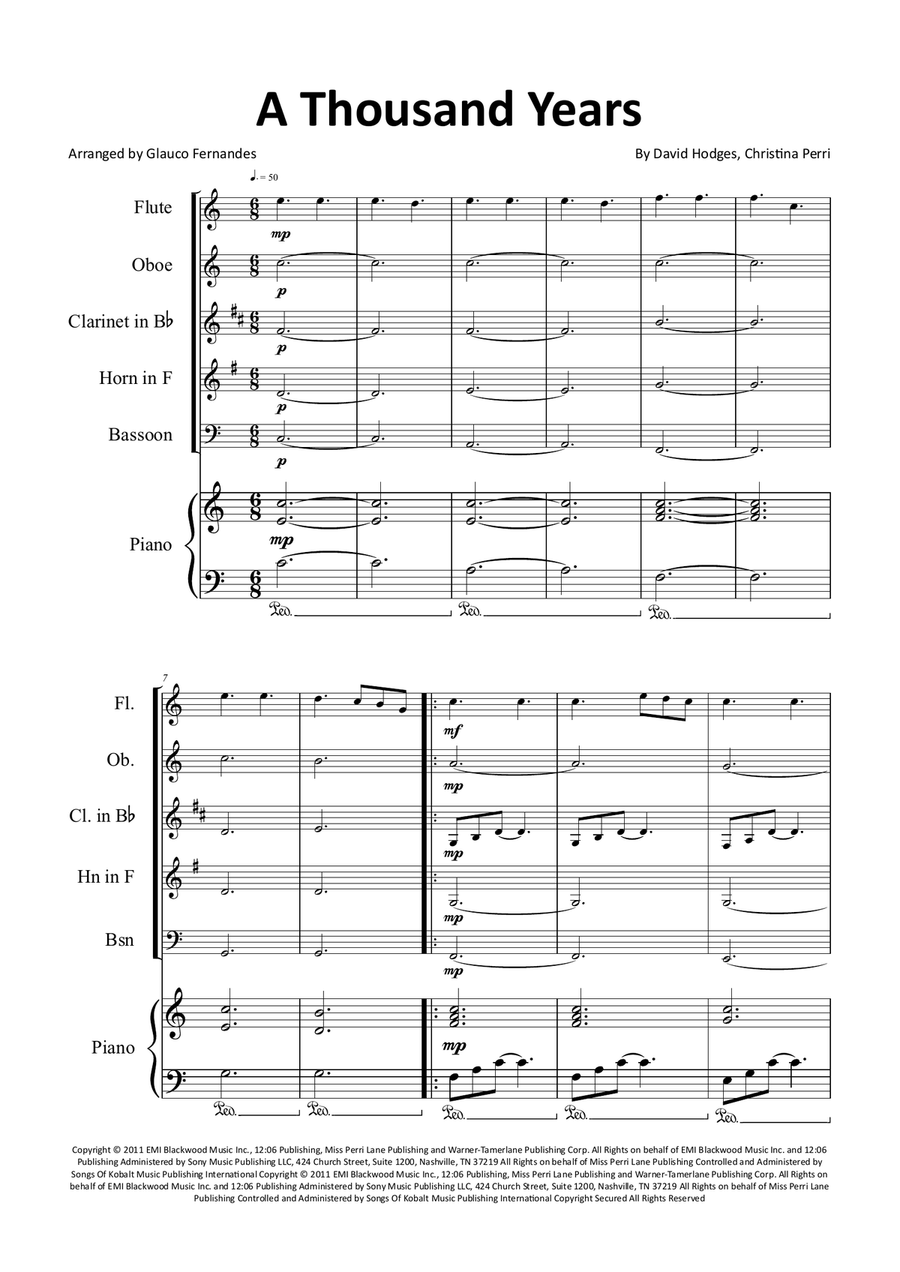 A Thousand Years Woodwind Quintet scores gallery preview page 1