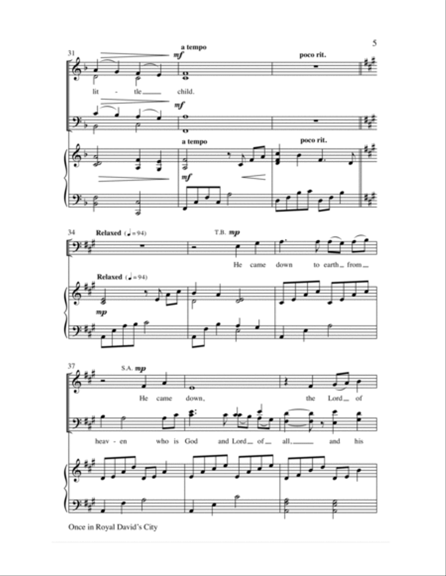 Once in Royal David's City 4-Part scores gallery preview page 5