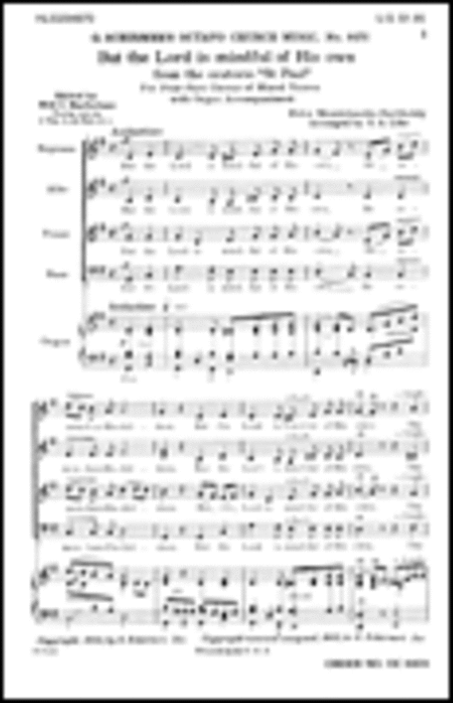 But the Lord Is Mindful of His Own (from St. Paul Oratorio) 4-Part scores gallery preview page 1