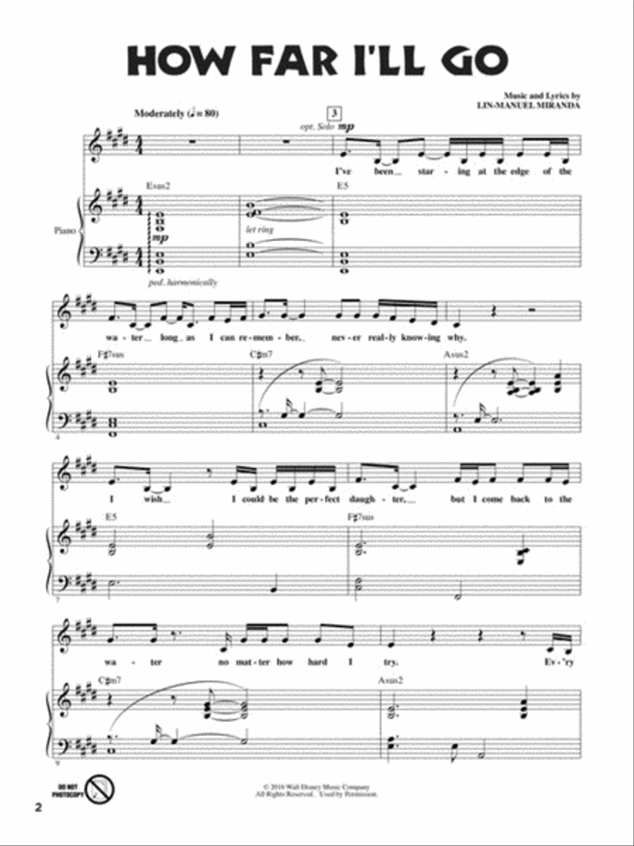 Let's All Sing Songs from MOANA Unison Choir scores gallery preview page 2