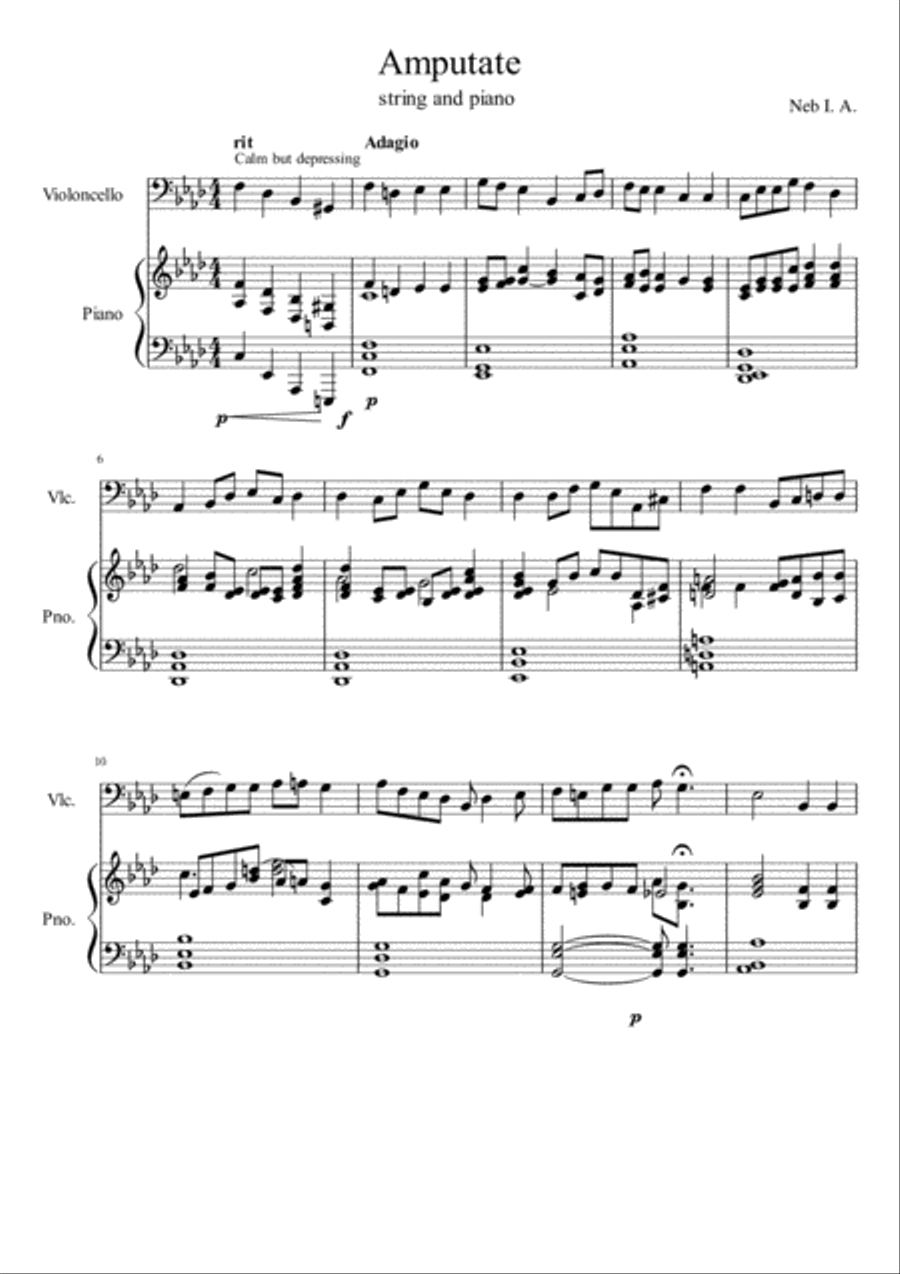 Amputate Piano scores gallery preview page 1