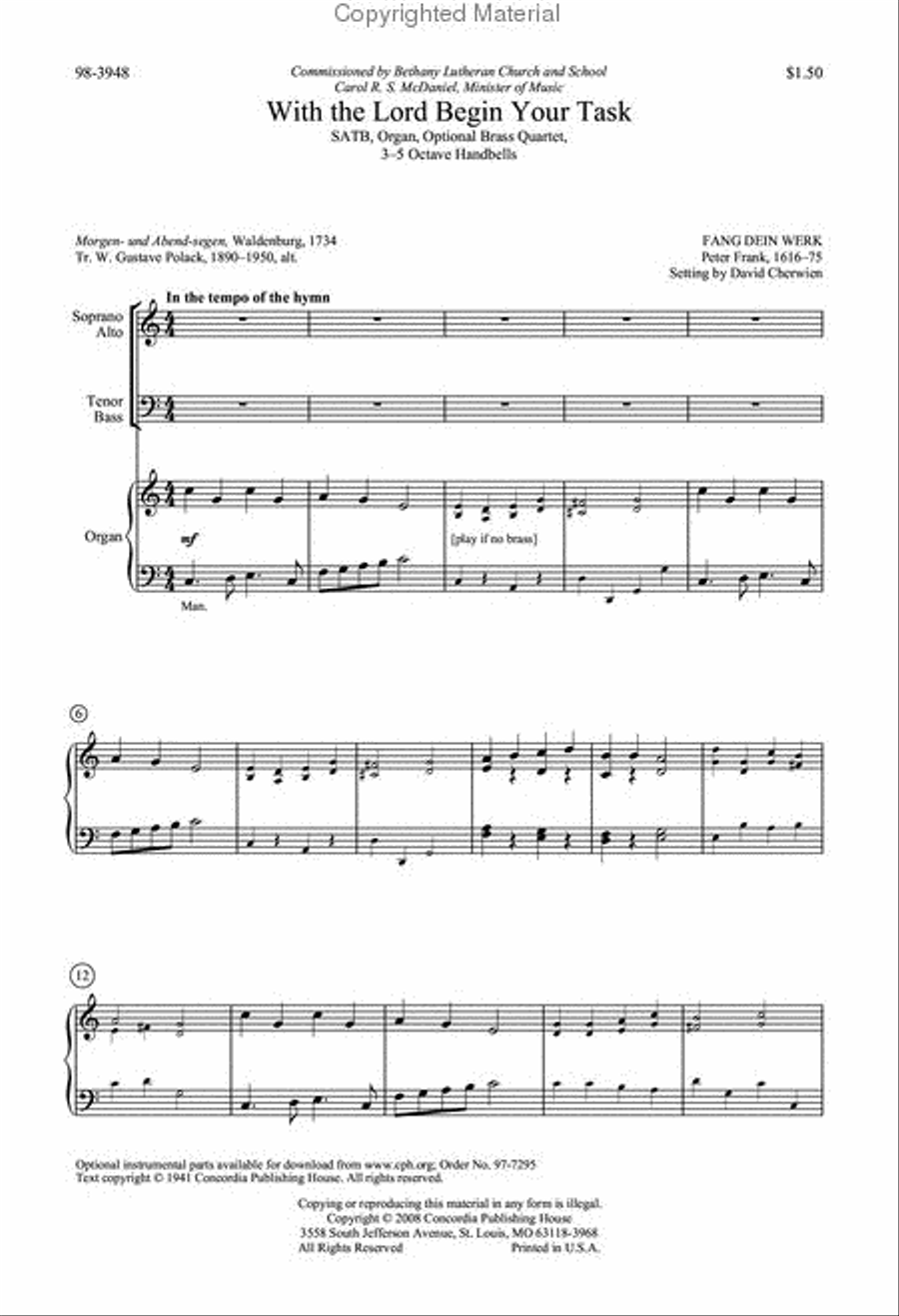 With the Lord Begin Your Task 4-Part scores gallery preview page 2